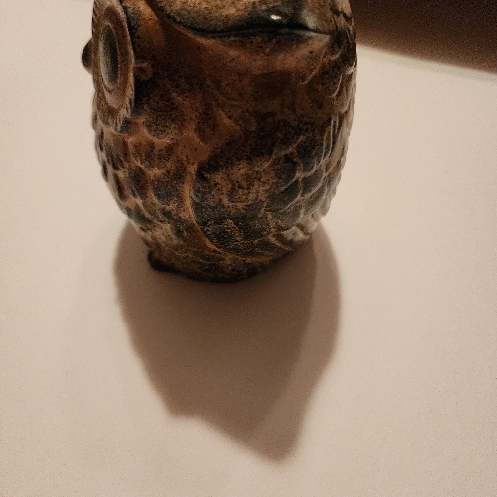Owl Bank (Piggy Bank) Slit In Left Eye For Coins. Stopper Bottom. 5" T X 4 " W - Picture 7 of 8
